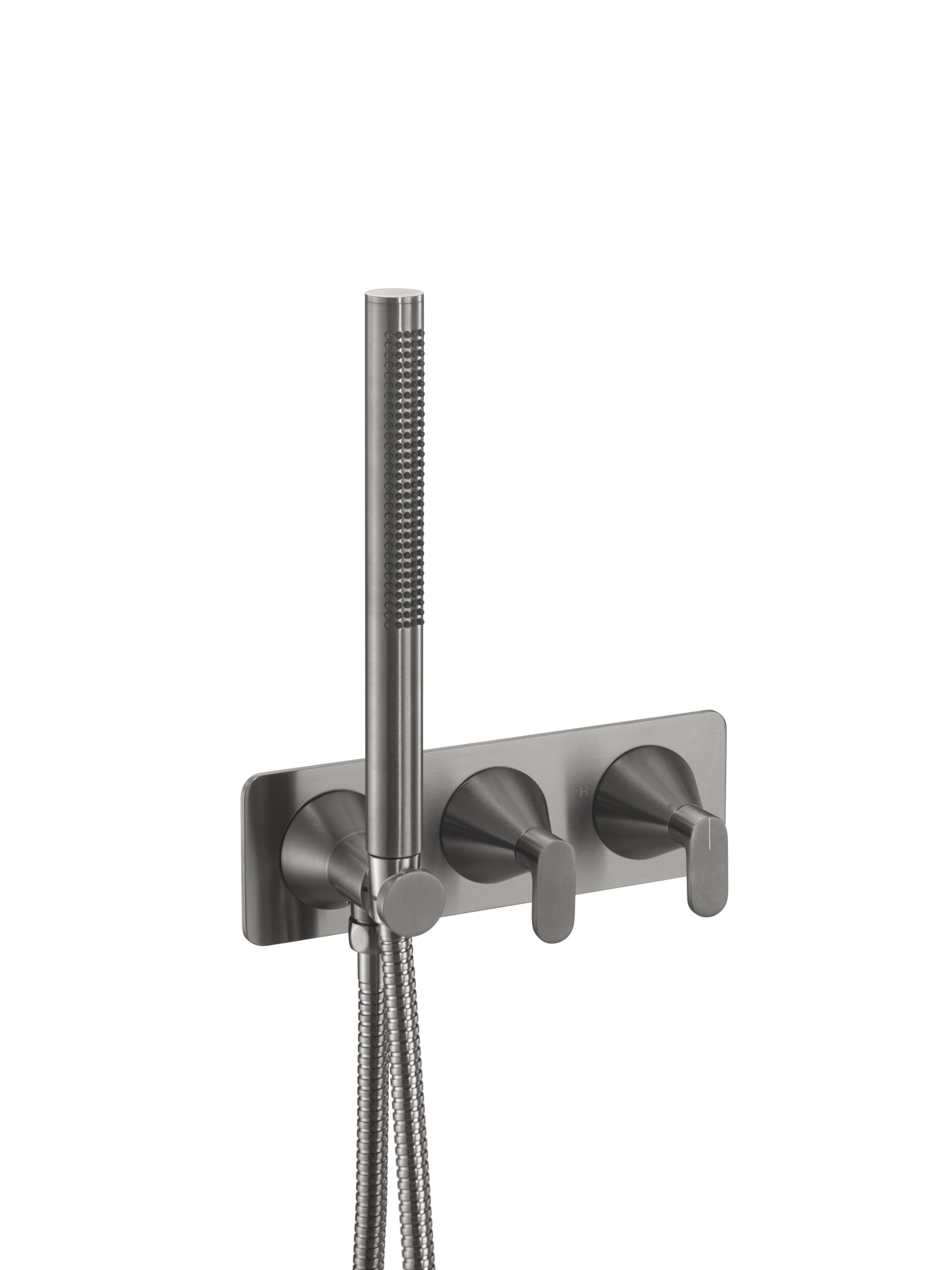 Thermostatic concealed 2 outlet shower valve with attached handset (both handles included) - Image 2