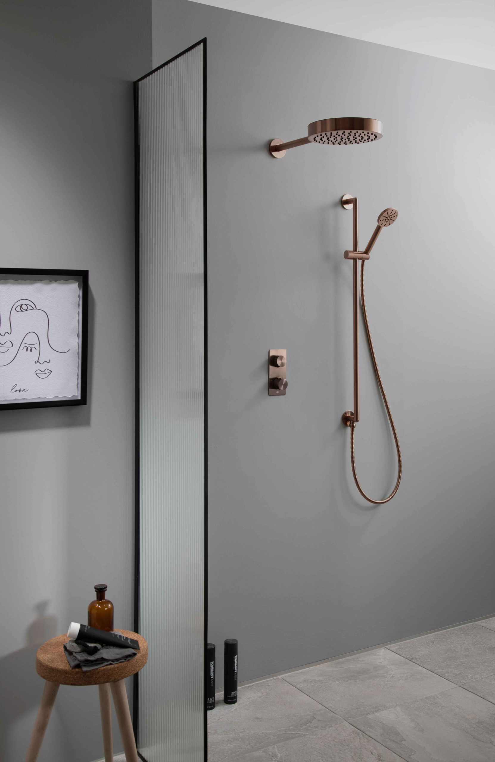 Slide Rail with Round Shower Handle and Hose with bottom outlet - Image 2