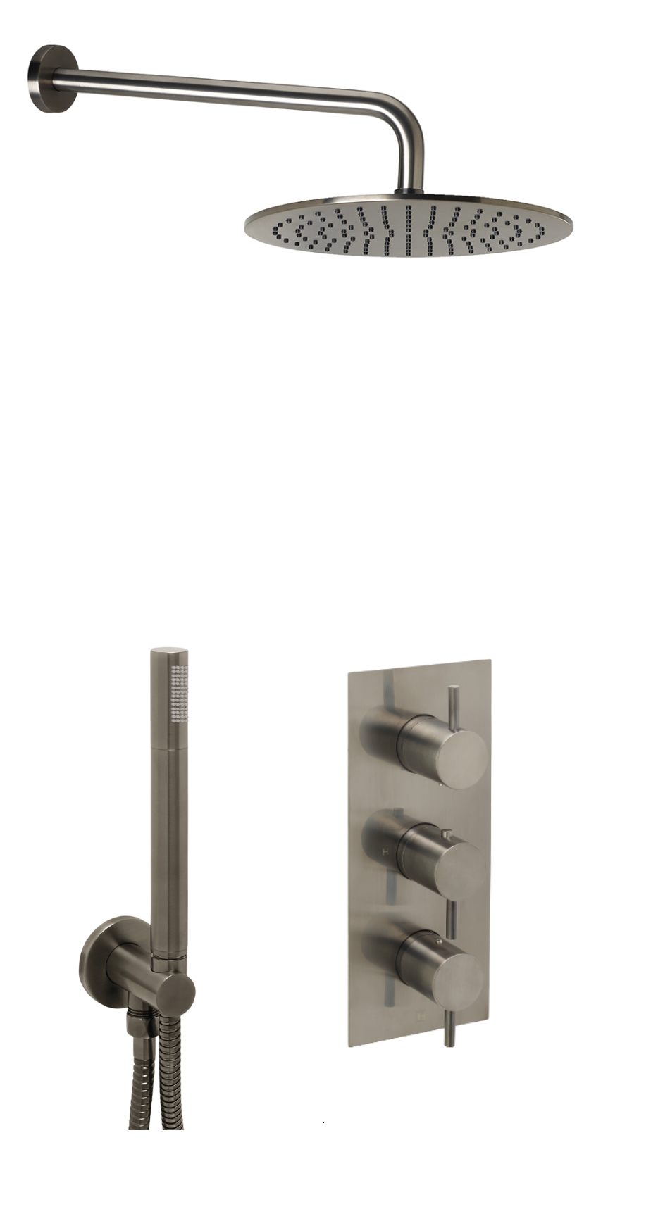 Vos Shower Combination 2 Outlet Brushed Black