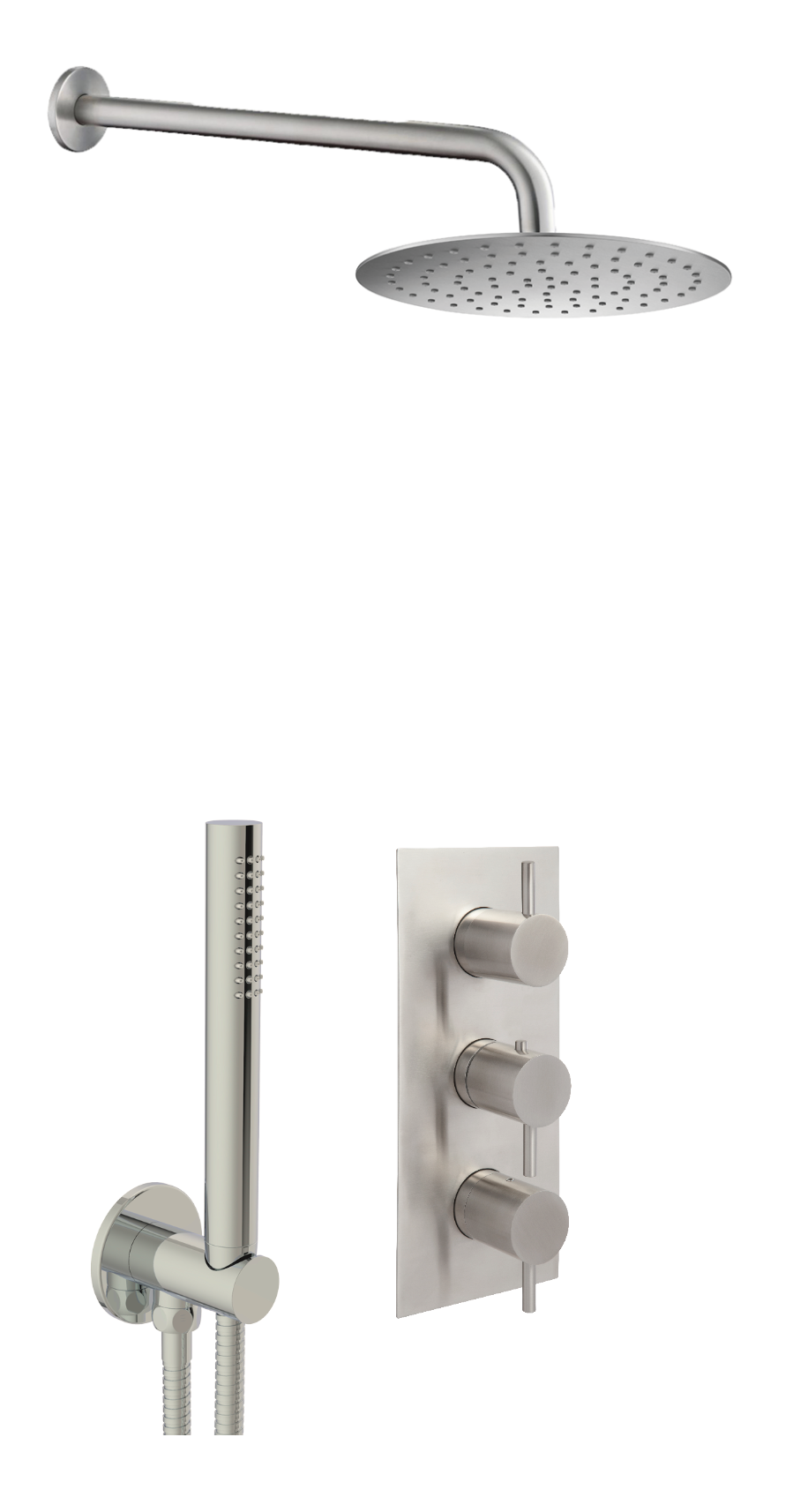 Inox Concealed Shower Combination 2 Outlets Stainless Steel