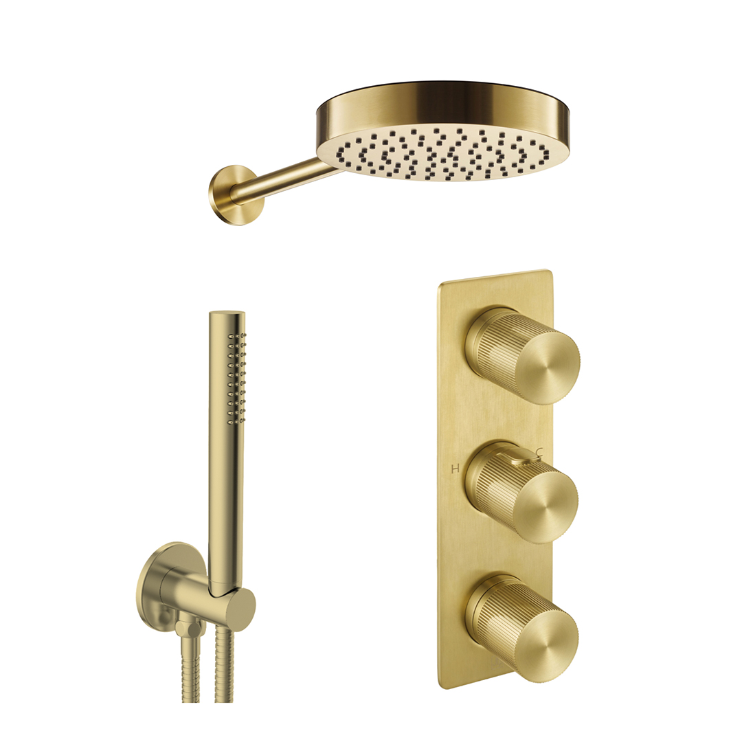 Evo  Shower Combination 2 Outlet Brushed Brass