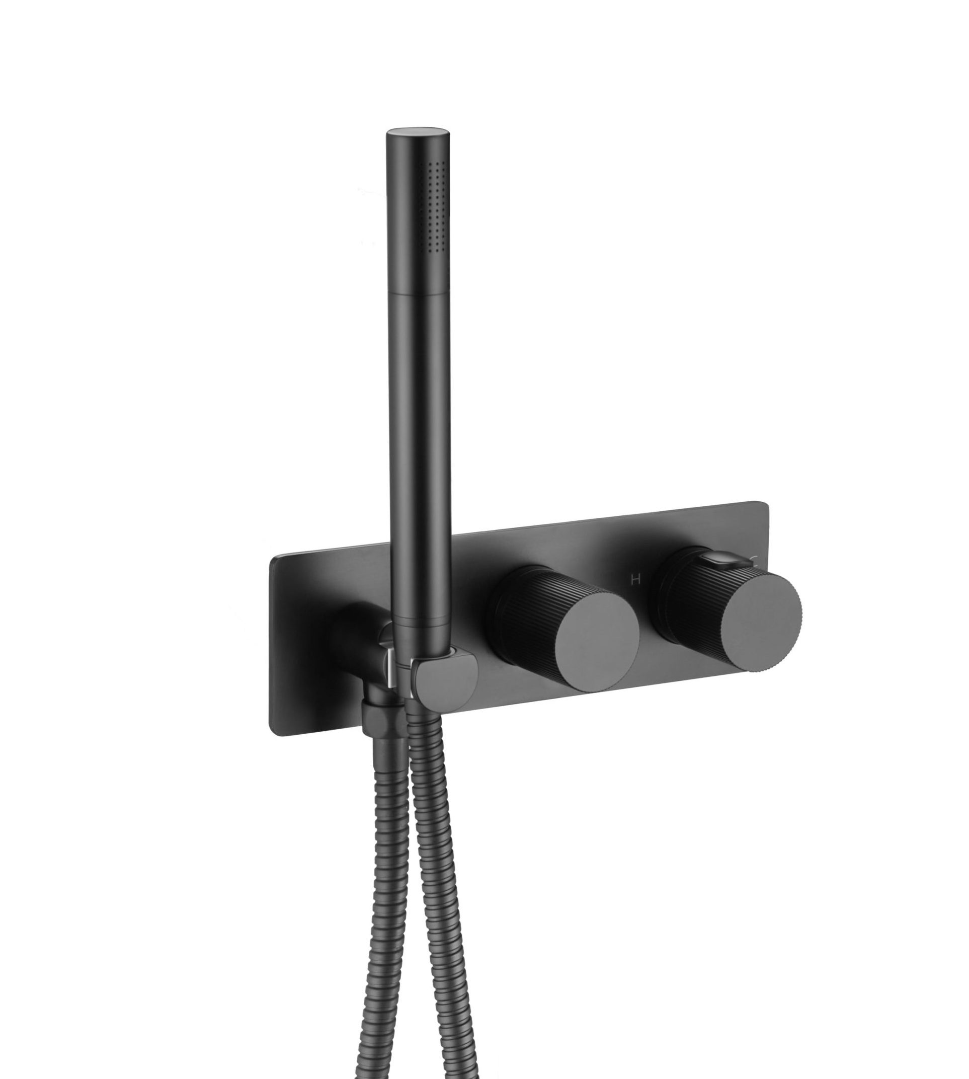 Thermostatic concealed 2 outlet shower valve with attached handset