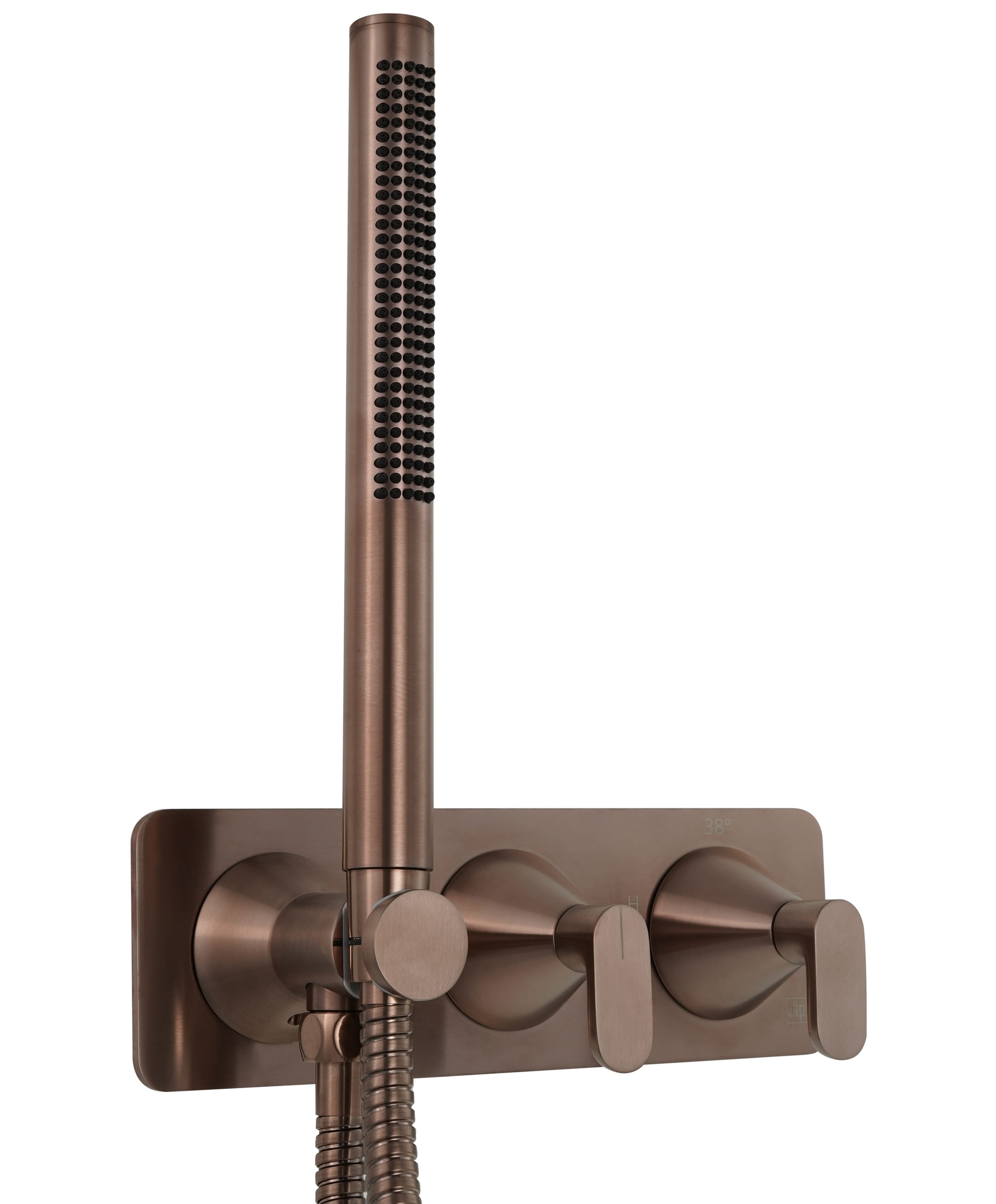 Thermostatic concealed  2 outlet shower valve  with attached handset (both handles included) - Image 2