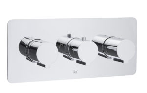 Curve Thermostatic Concealed 2 Outlet Shower Valve, Horizontal