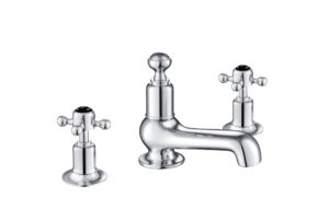 Grosvenor Black, Cross 3 Hole Basin Mixer