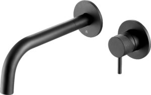 VOS matt black single lever wall mounted , designer handle.